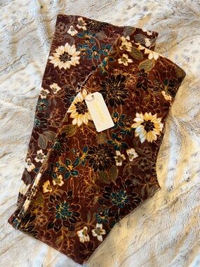 Shyanne Brown & Teal Floral Corduroy Leggings